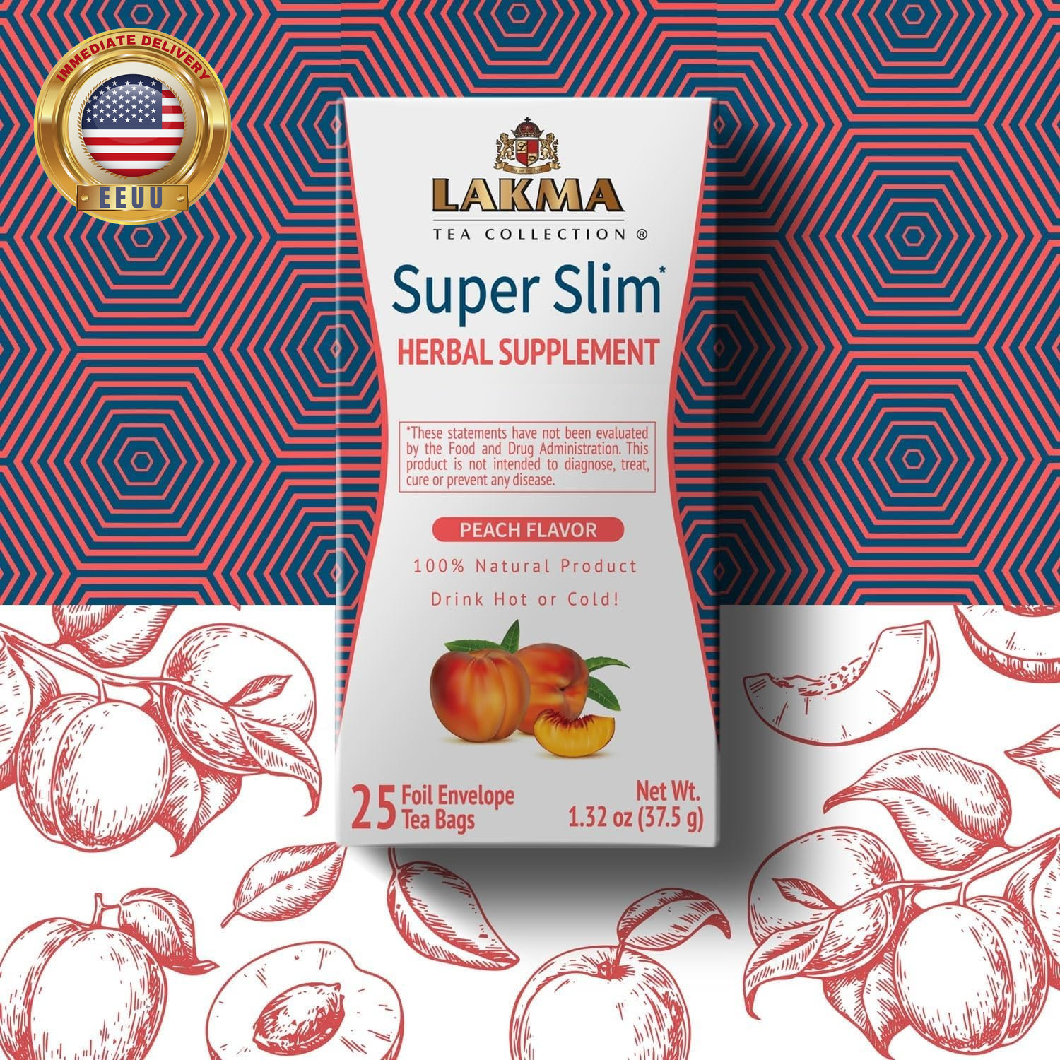 Lakma Super Slim Tea with Peach – 25 Tea Bags ⭐️⭐️⭐️⭐️⭐️