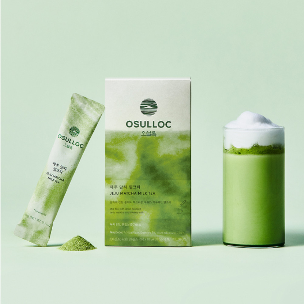 Osulloc Jeju Matcha Milk Tea 10 Sticks Premium Green Tea Latte Instant Powder