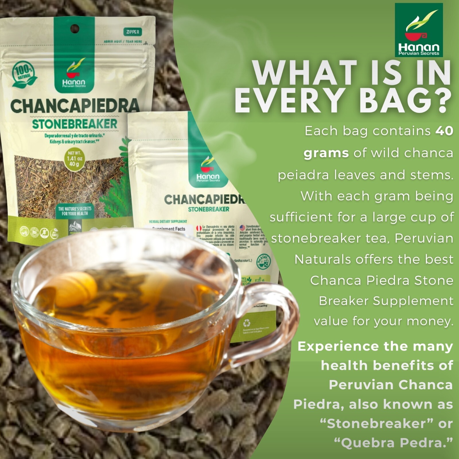 Chanca Piedra 40g Stone Breaker 1.4oz Loose Herbal Tea from Peru