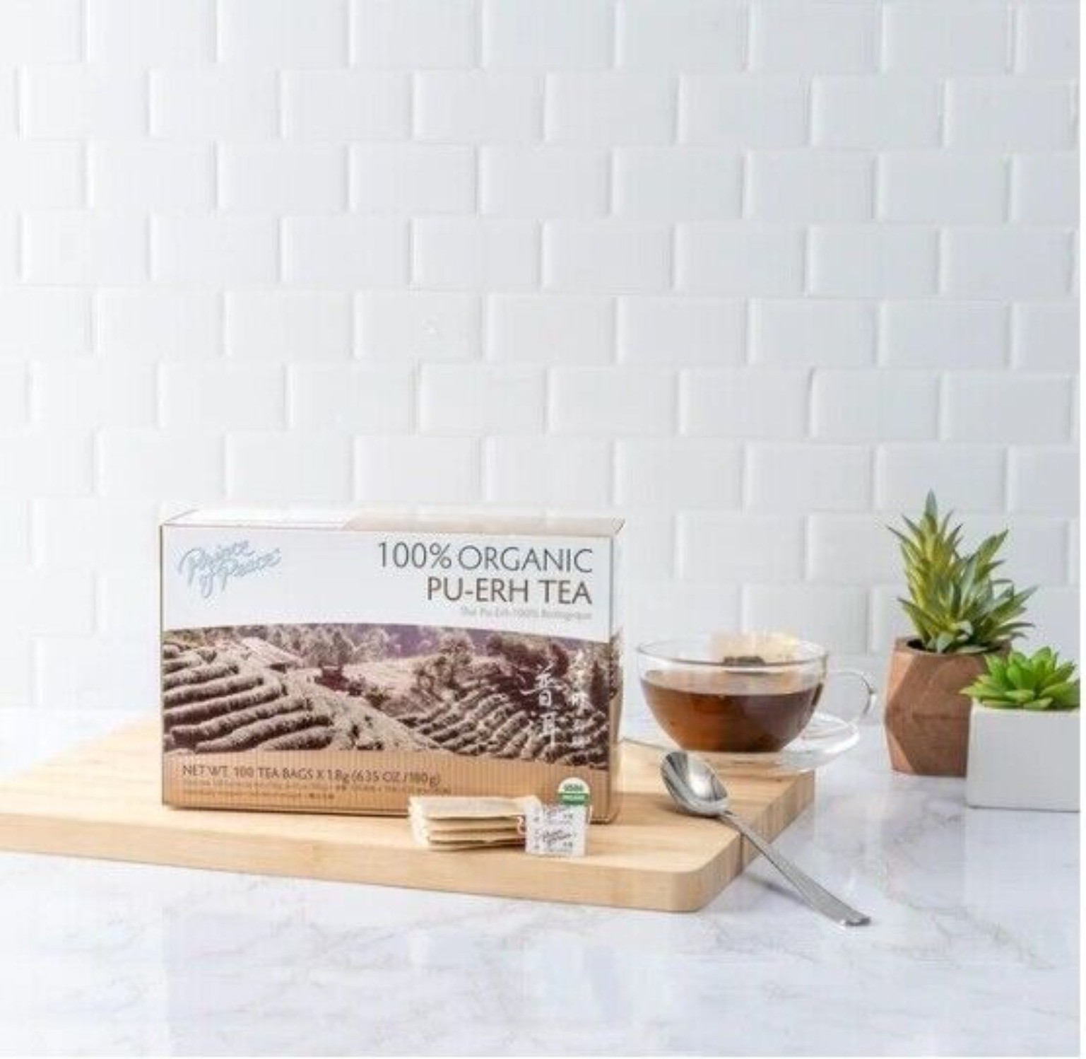 100% Organic Pu-erh Tea, 100 Tea Bags Each Box -Prince of Peace