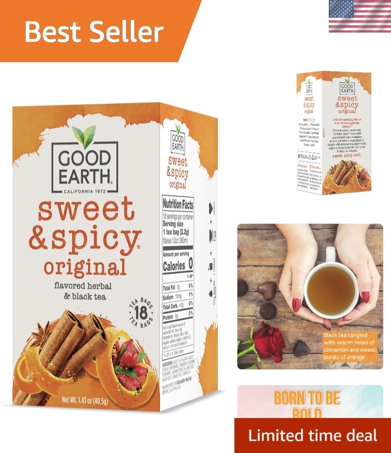 Good Earth Herbal & Black Tea – 108 Count with Sweet Cinnamon and Ginger Flavor
