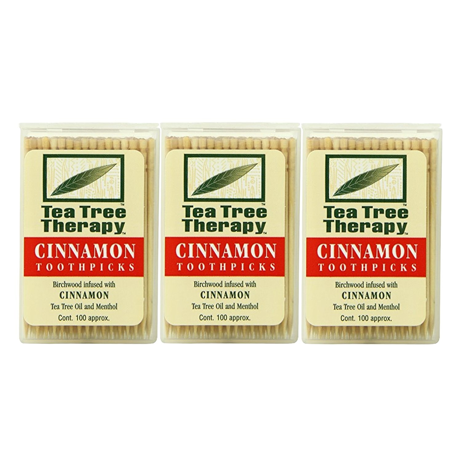 Cinnamon Tea Tree Toothpicks – 100 Count (3-Pack) for Fresh Breath & Oral Care