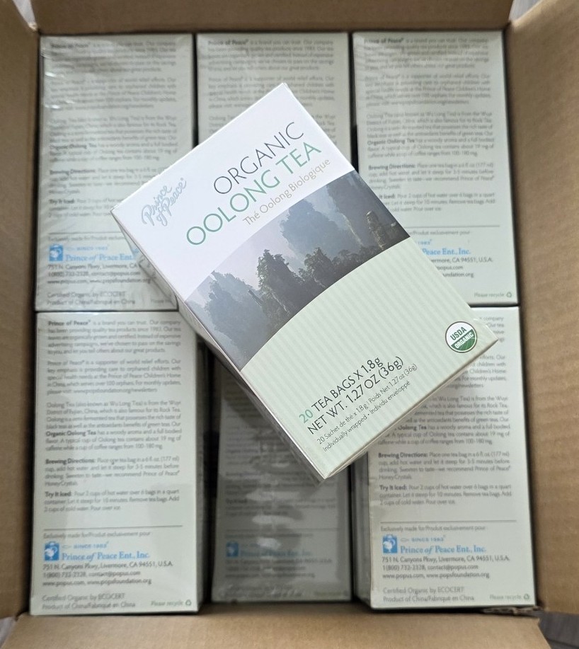 Prince of Peace Organic Oolong Tea 20 Bags Pack of 12 Bulk Case Total 240 Packet