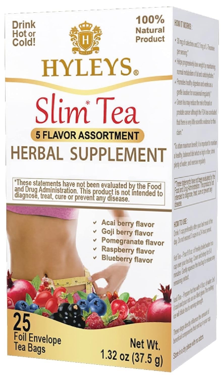 Slim Tea 5 Flavor Assortment Weight Loss Herbal Supplement Cleanse and Detox…