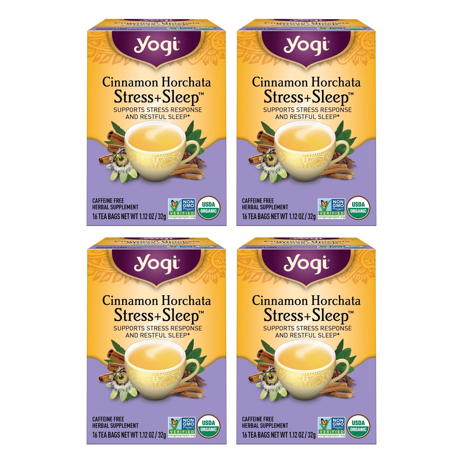 Yogi Tea Cinnamon Horchata Stress & Sleep – 16 Bags 16 Count (Pack of 4)