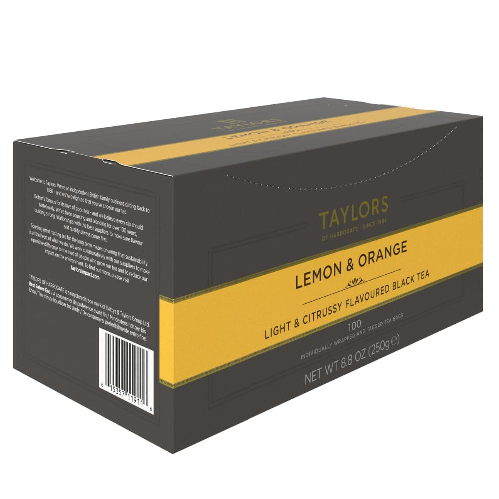 Lemon & Orange, Black Tea, Individually Wrapped Bags, 100 Count (Pack of 1), Cit