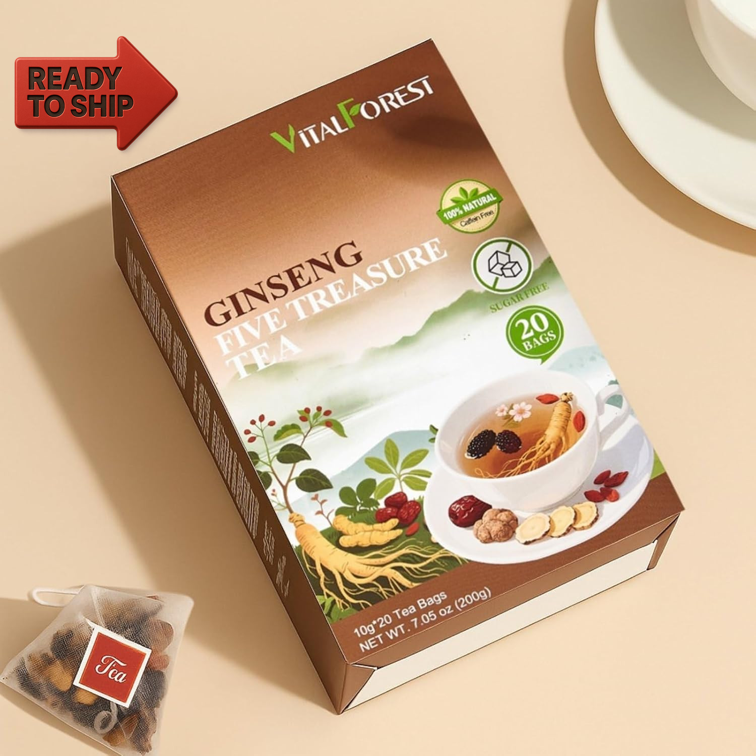 Kidney Tea Formula Ginseng Six Treasure Tea – 10G X 20 Bags Ginseng & Mulberry