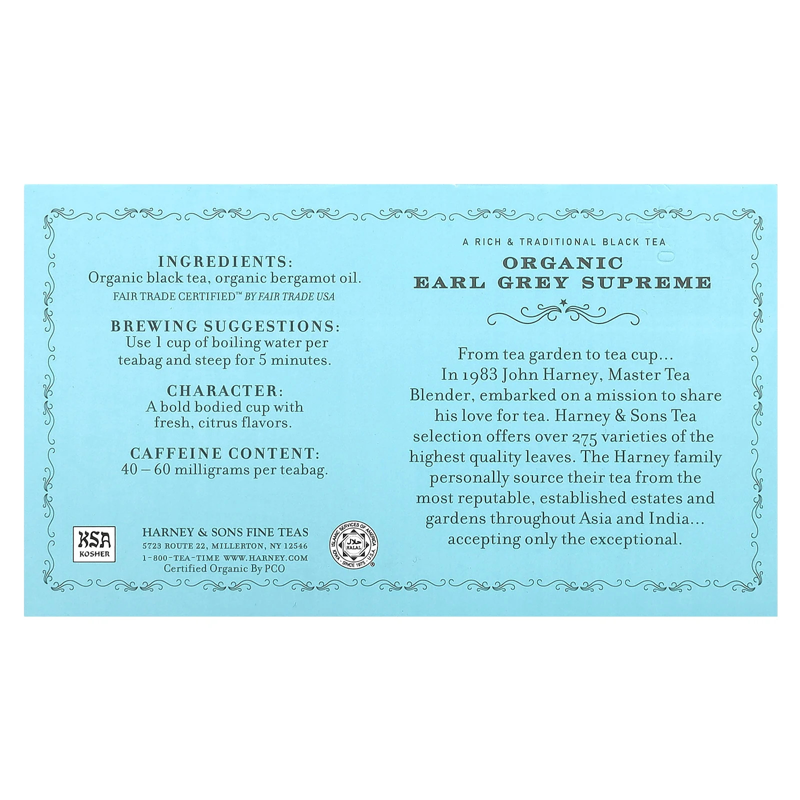 Black Tea, Organic Earl Grey Supreme, 50 Tea Bags, 3.17 oz (90 g)