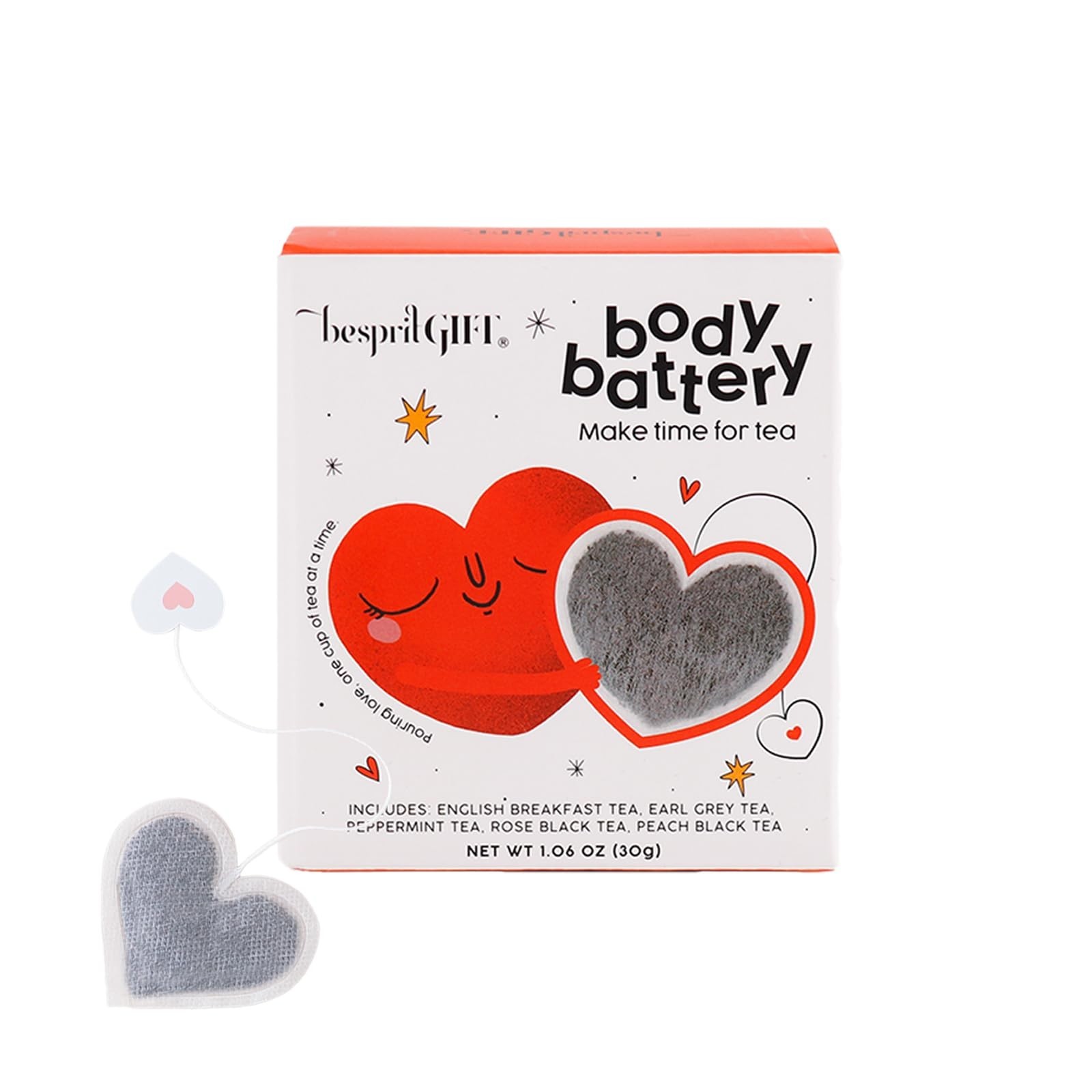 Heart Shaped Tea Bags Variety Pack – 20 Count, 5 Flavors, Cute Gift Idea