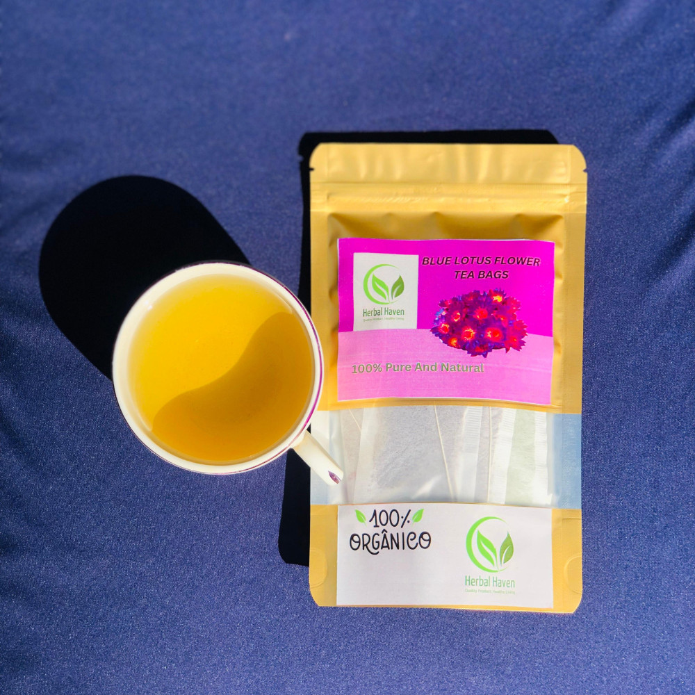 Dried Blue Lotus Flower Tea Bags (Nymphaea Caerulea) Organic Herbal Drink Tea