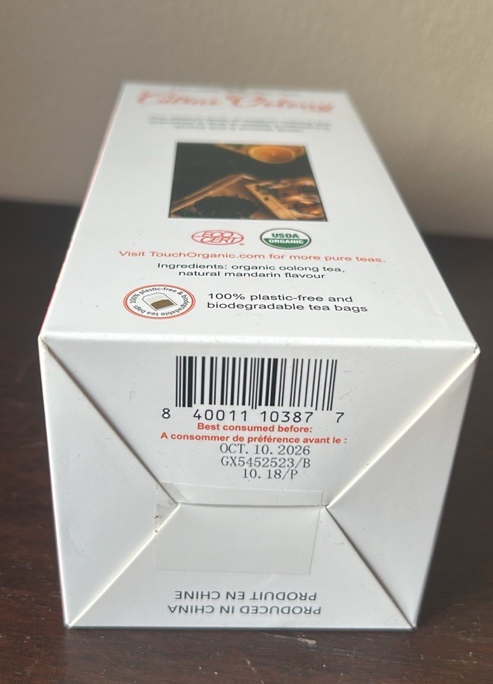 Touch Organic Citrus Oolong Tea Bags, 40 Bags 2.5 oz Exp 10/26