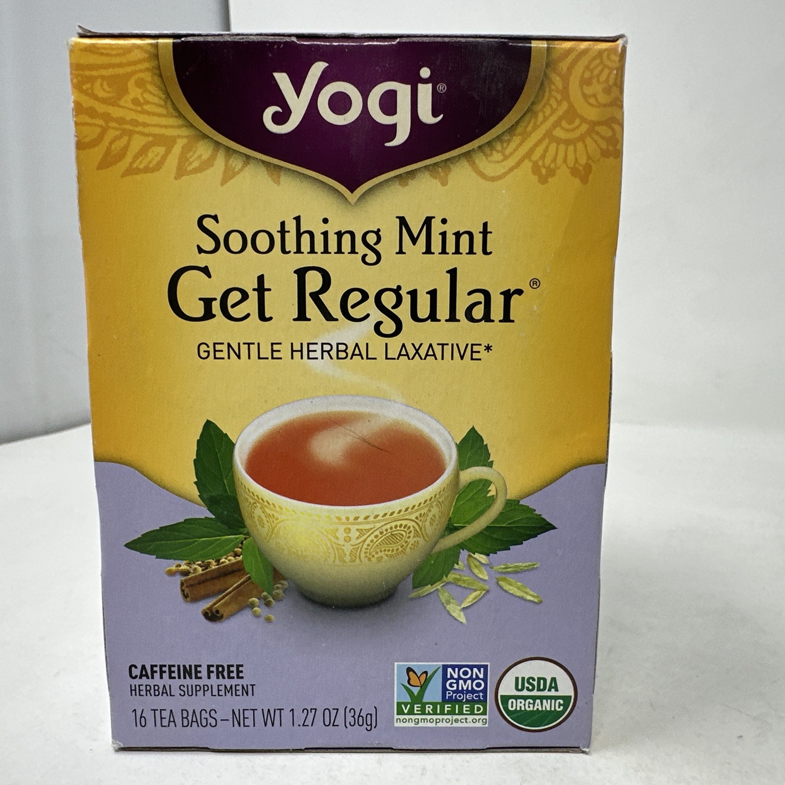 Yogi Soothing Mint Get Regular Tea Gentle Herbal Laxative Discontinued HTF