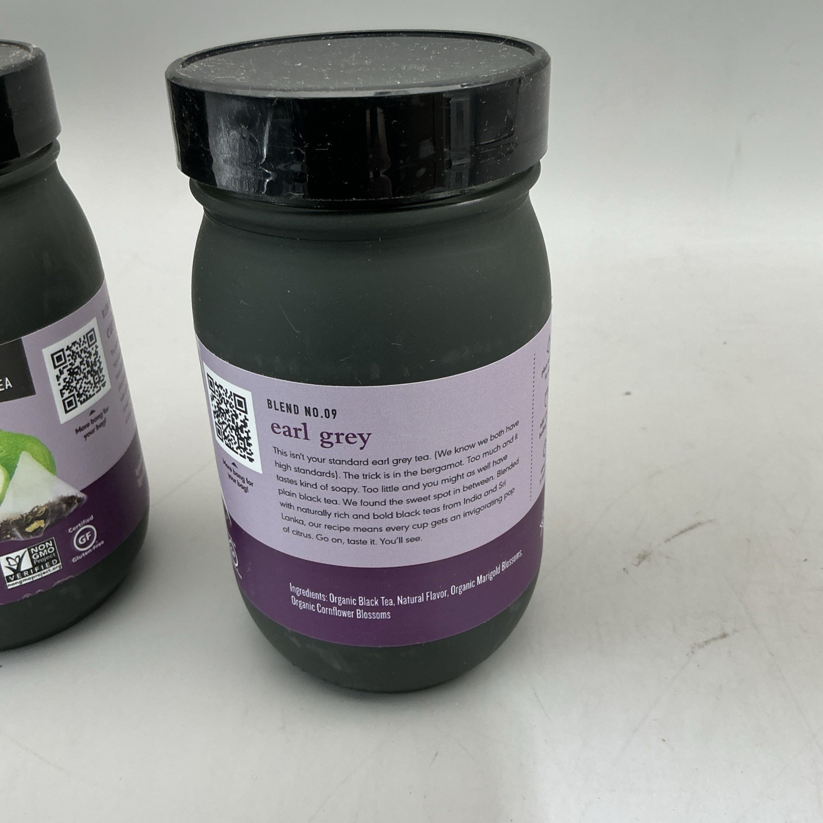 2 Pack Organic Earl Grey Black Tea Signature Glass Jar 15 Bags Each Exp 02/26