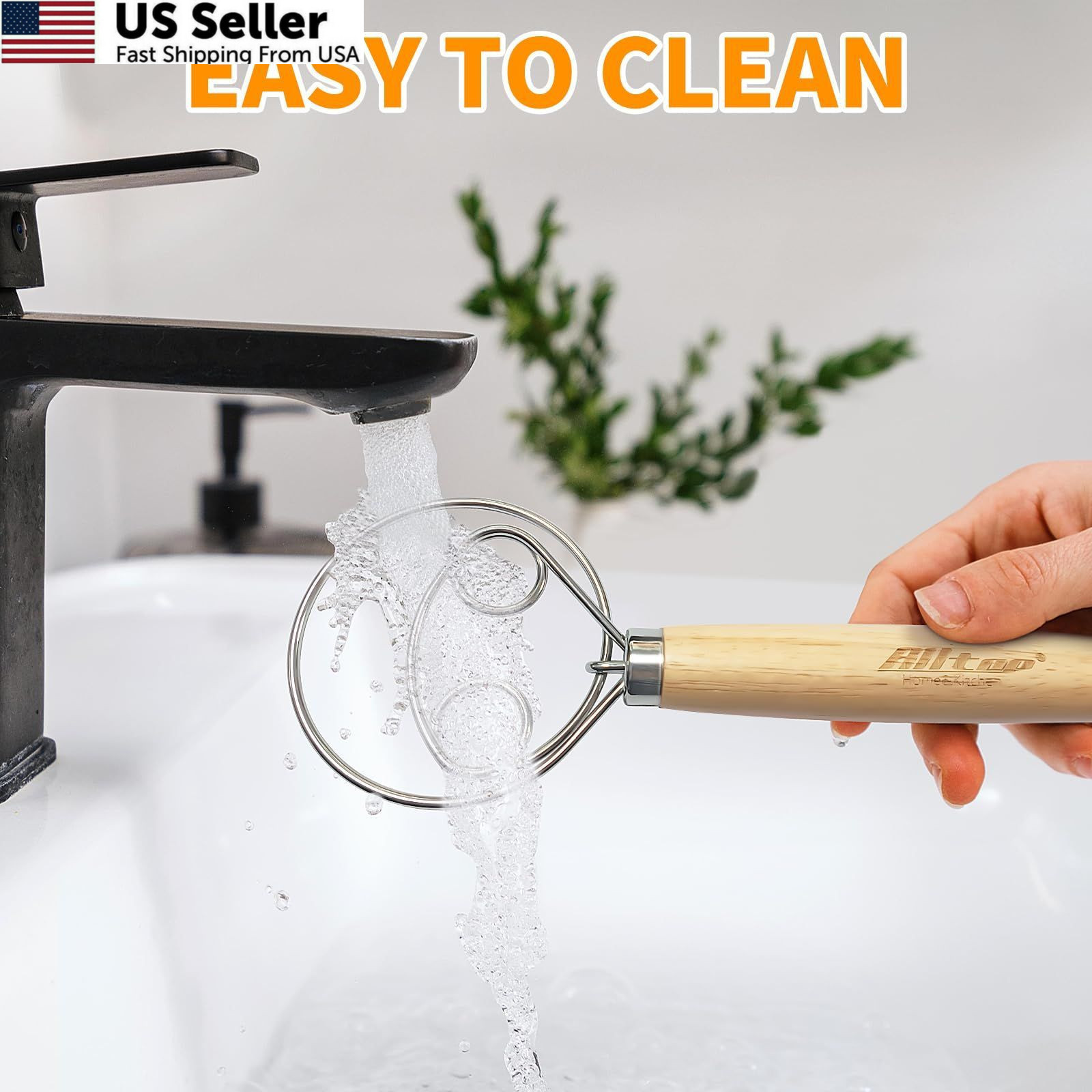ALLTOP Stainless Steel Danish Dough Whisk Dutch Mixer Sourdough Bread Making Too