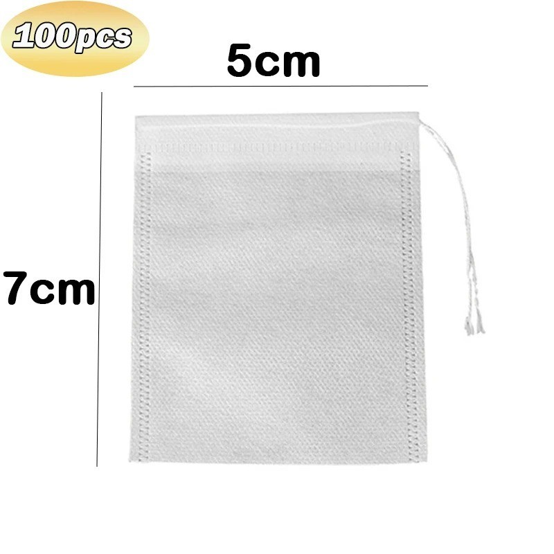 100pcs Disposable Tea Bags Loose Leaf Drawstring Empty Tea Filter Bag Infuser