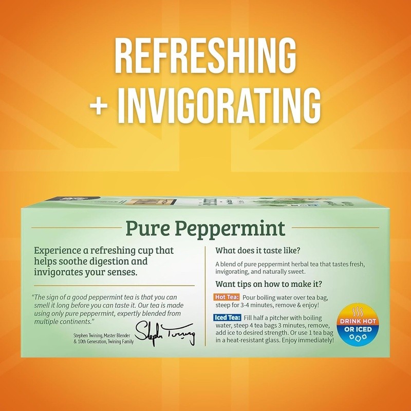 Peppermint Herbal Tea Bags Caffeine Free Refreshing Tisane 100 Count Sealed Bags