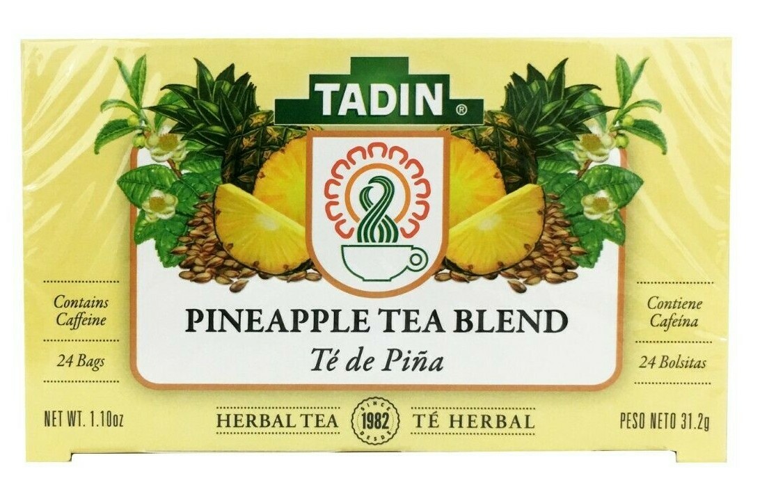 Tadin Tea Pineapple Tea Blend, 24 Teabags / Bolsas. 1.1 oz Pack of 6 Exp 02/2025