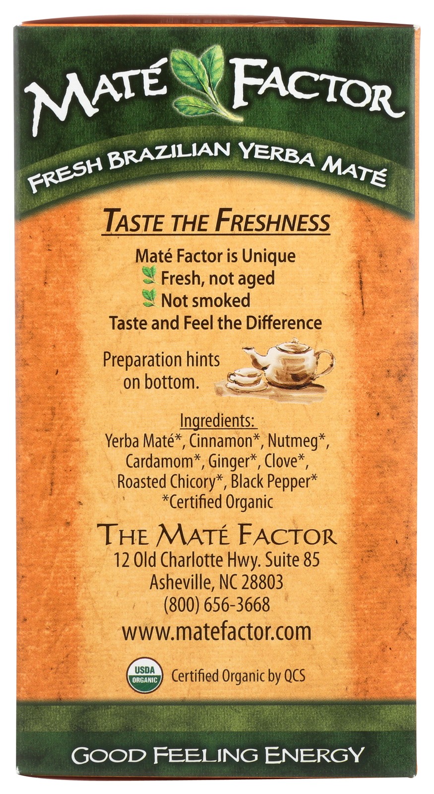 Mate Factor Organic Yerba Tea Bags Chai 20 Herb 3 Pack