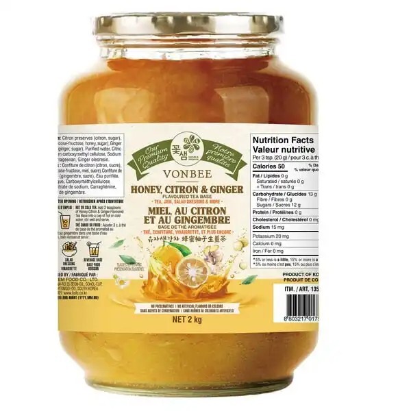 QTY:2), VONBEE Honey Citron & Ginger Tea 2 Kg/ 4.4 Lb, Exp:2027FE04