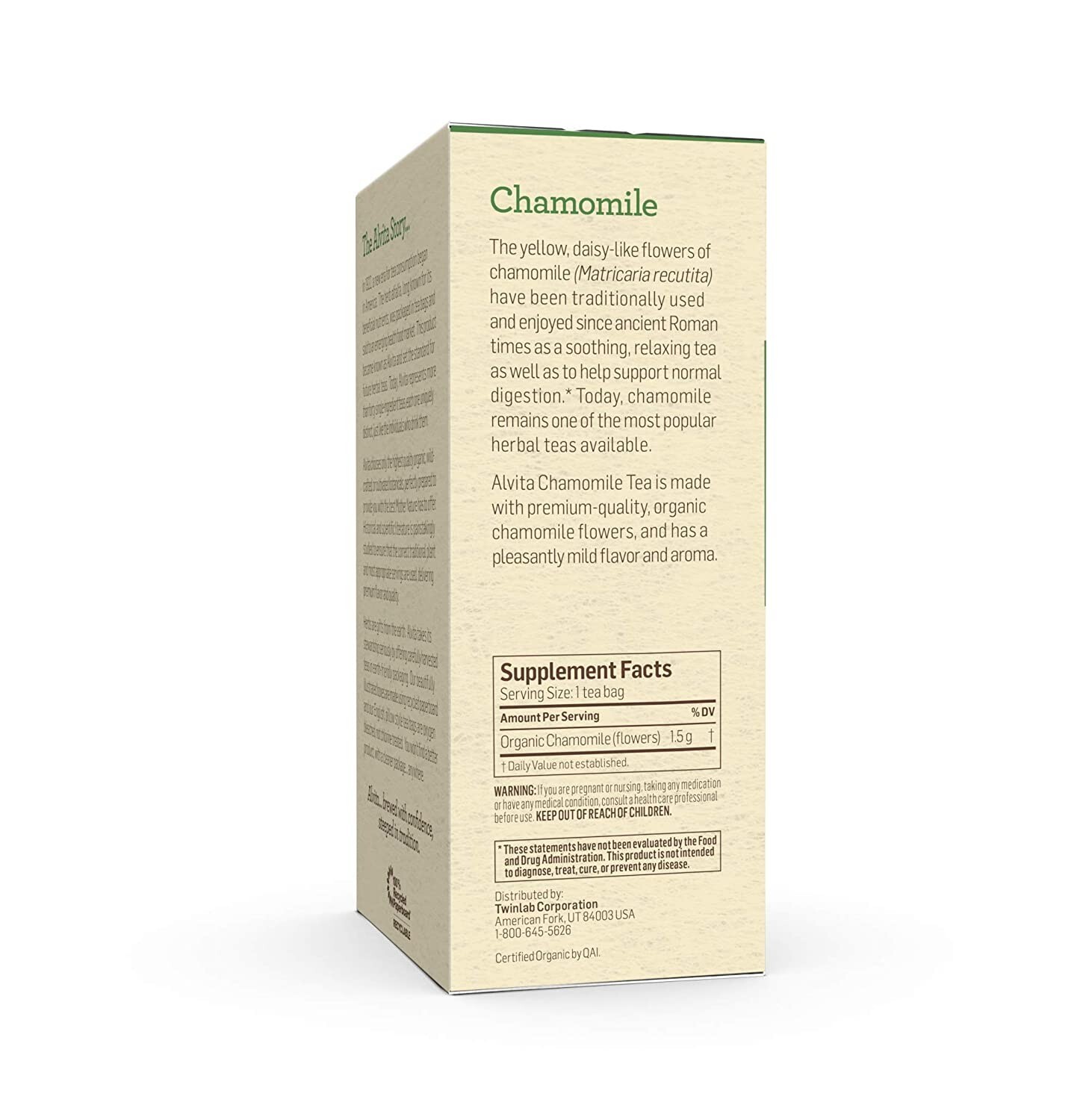 Alvita Chamomile Organic Herbal Tea Bags 24 ( 3 Pack Total 72 Bags) Expr 10/2022