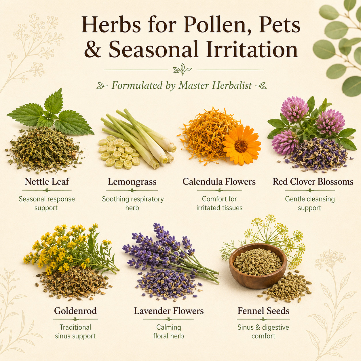 ALLERGY TEA for seasonal & pet allergies with running nose, sneezing, itchy eyes
