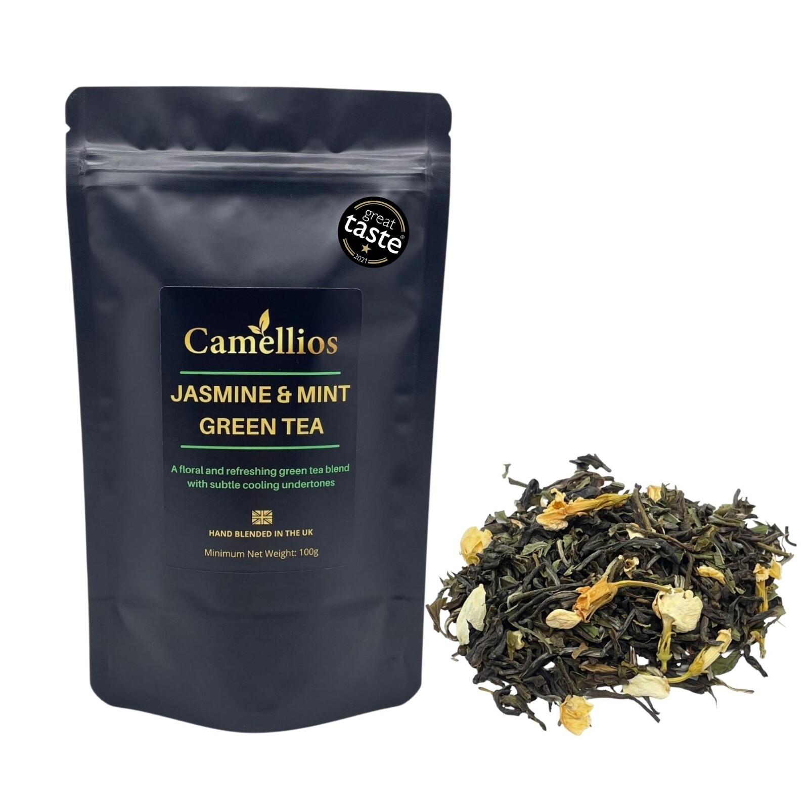 Jasmine and Mint Green Tea, Green Loose Leaf Tea, Camellios