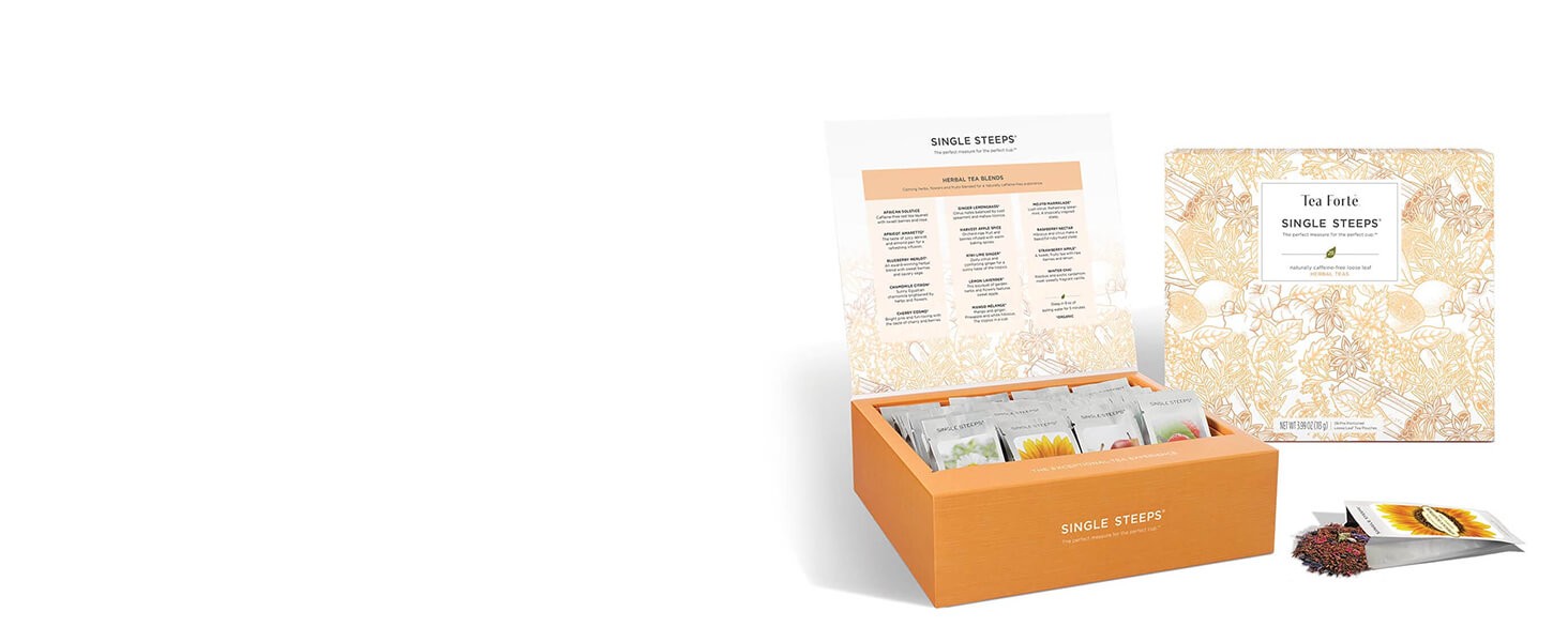 Single Steeps Loose Leaf Tea Sampler, Assorted Variety Tea Box, 15 Single Serve