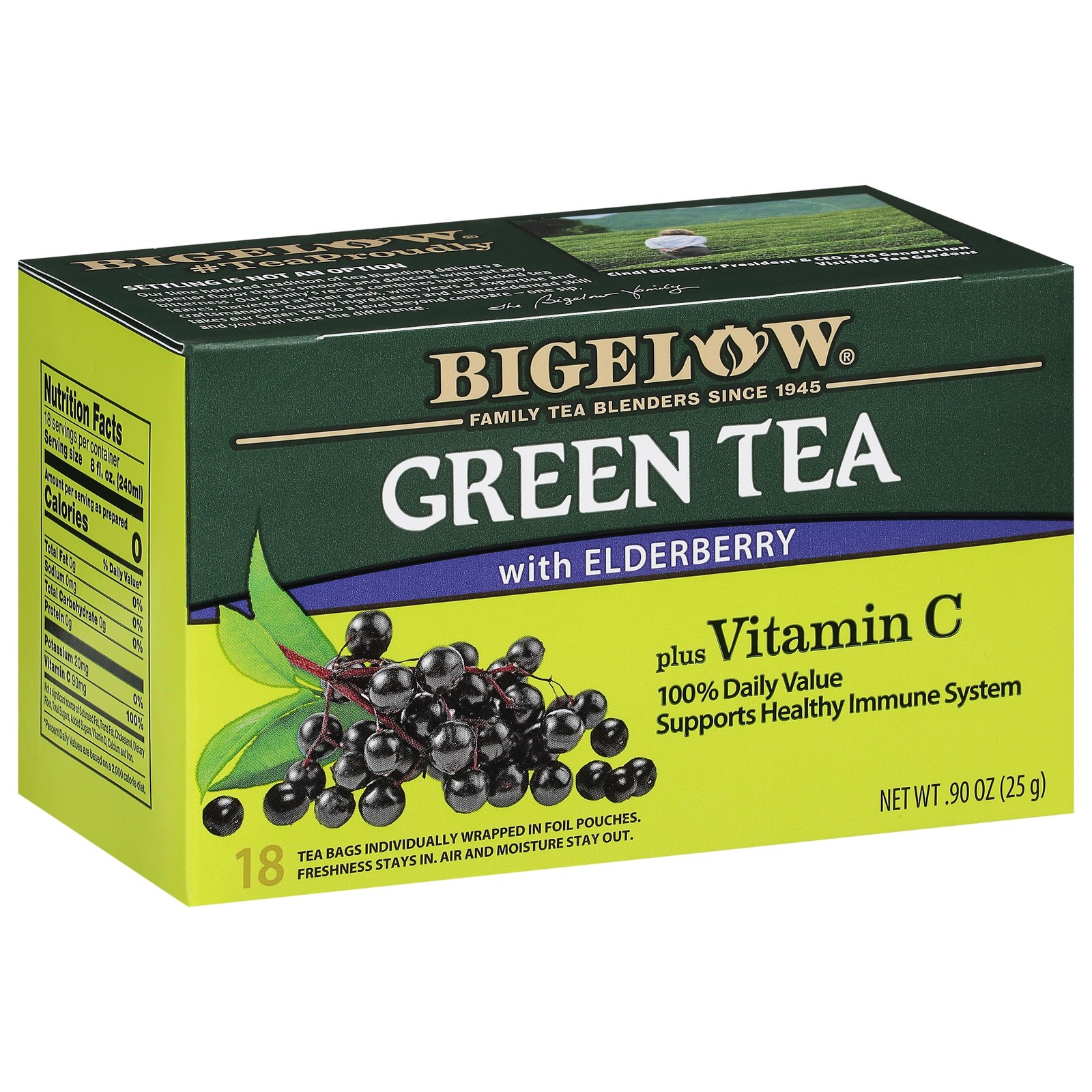 Bigelow Tea Green Tea with Elderberry Plus Vitamin C, Caffeinated Tea with El…