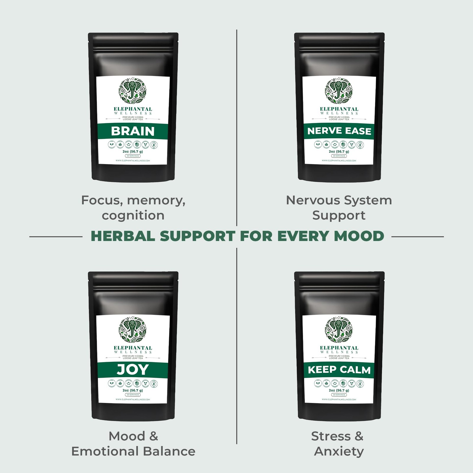 Premium Brain Herbal Tea | Nootropic Focus & Mental Clarity with Ginkgo, Baco…