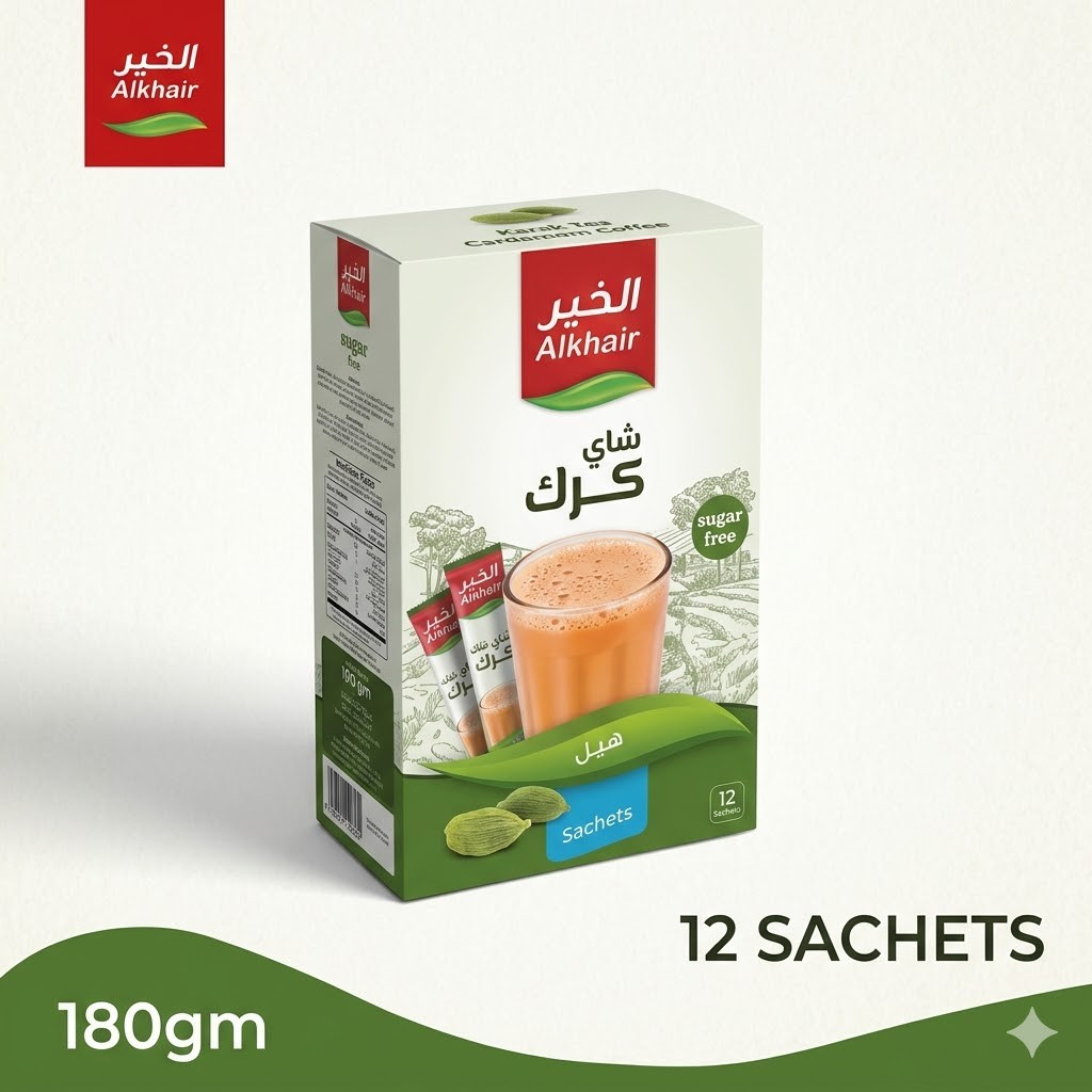Karak Chai Tea Premix 12 Sachets 180g – Sugar Free Cardamom Instant Milk Tea