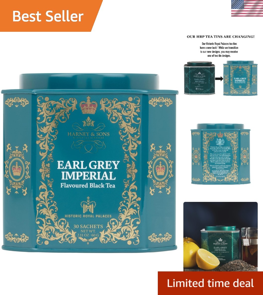 Elegant Earl Grey Imperial Tea – 30 Sachets in Historic Royal Palaces Tin