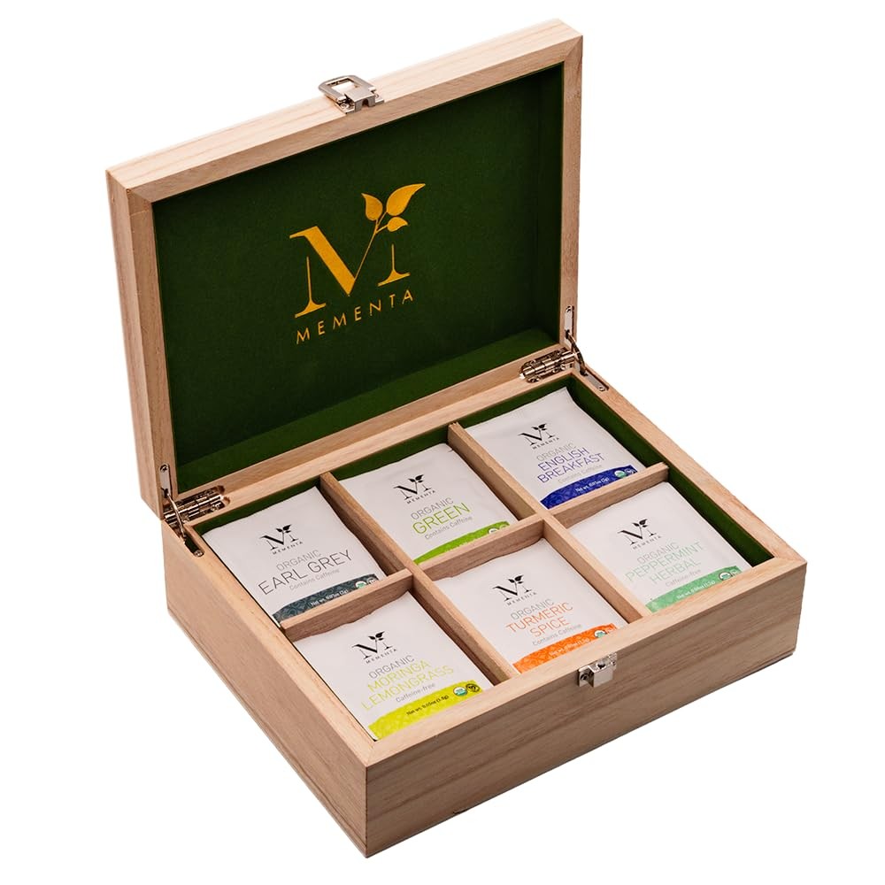 Inc Organic Wooden Tea Chest – 60 Tea Bags Individually Wrapped : Assorted Te…