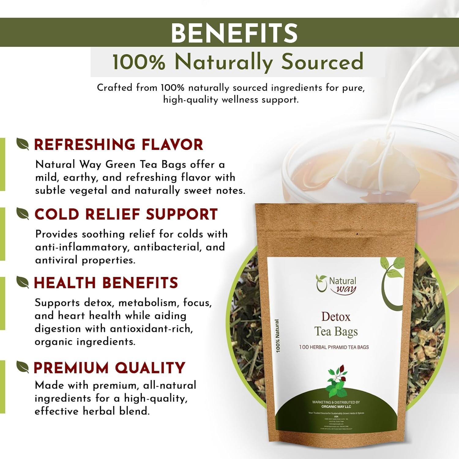 Pyramid Detox Tea Bags | ECO Conscious Packaging, 9 Oz (pack of 100)