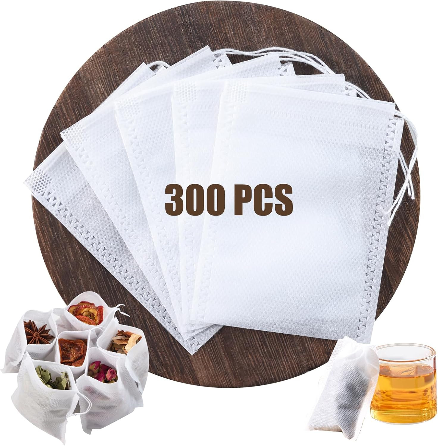 300 PCS Disposable Tea Bags for Loose Leaf Tea, Empty Tea Filter Bags