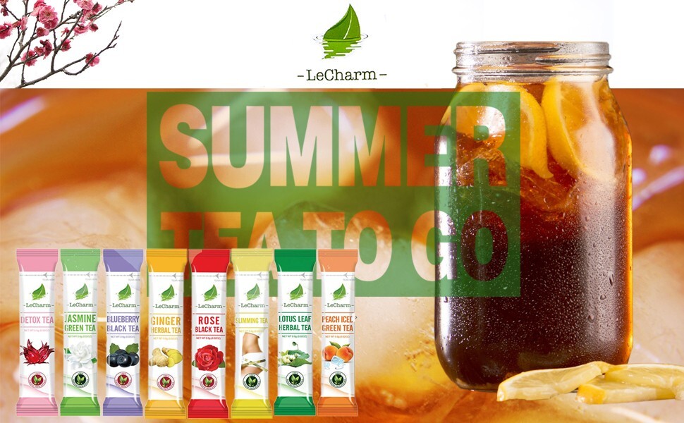 8-Flavor Tea Powder Mix Pack: 100% Natural Herbal Detox Black Green Fruit