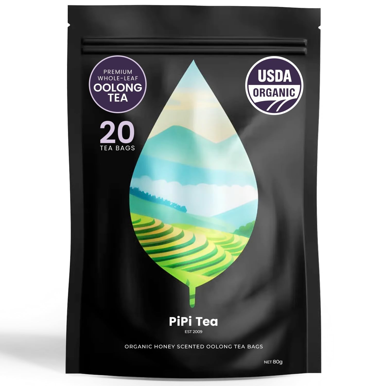 Whole Leaf Oolong Tea – 20 Organic Bags for Stress Relief & Weight Loss