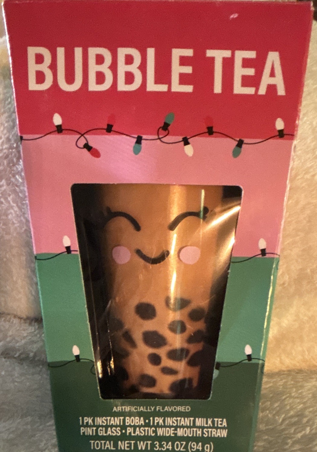 Bay Island Bubble Tea Kit Milk Tea Flavor w/ Pink Glass & Wide-Mouth Straw 94g