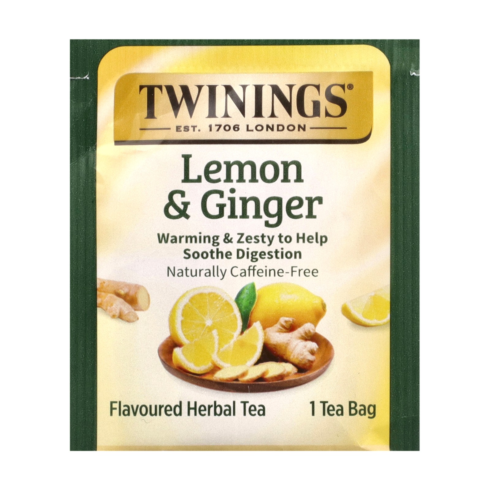 Herbal Tea, Lemon & Ginger, Caffeine Free, 50 Tea Bags, 2.65 oz (75 g)