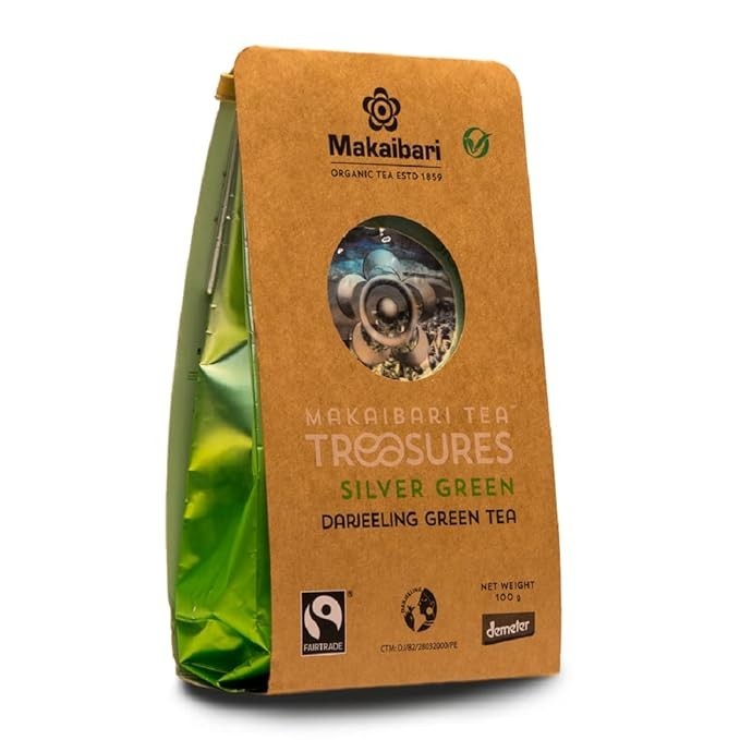 (3) Makaibari Tea Treasures Organic Loose Leaf Silver Darjeeling Green Tea 100g