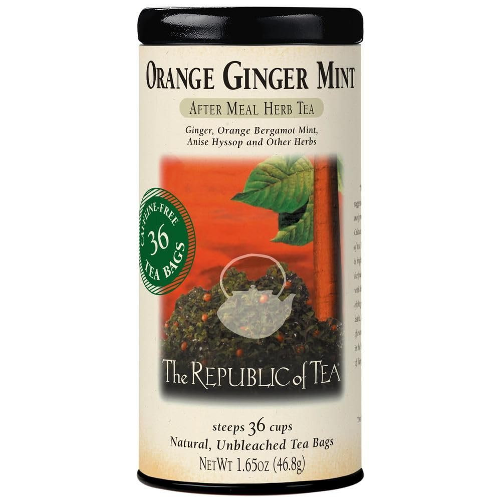 – Orange Ginger Mint Herbal Tea, 36 Tea Bag, Tin | Caffeine-Free