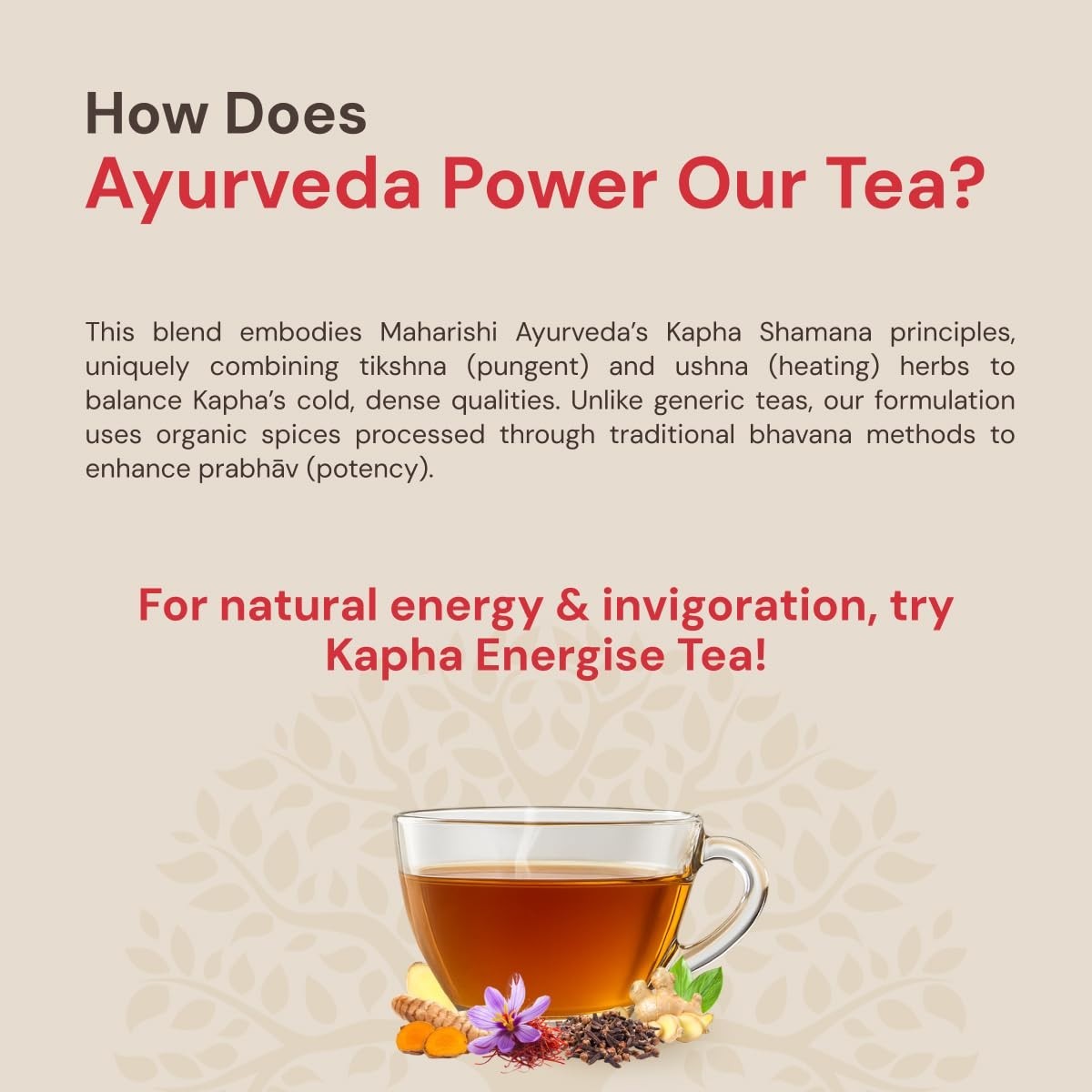 Maharishi Ayurveda All Natural Kapha Energise Herbal Tea, 20 Tea Bag