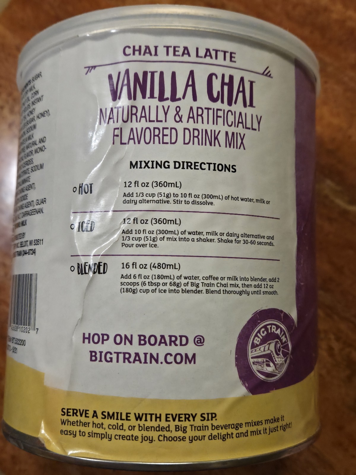 Big Train Vanilla Chai Tea Latte Beverage Mix, 1.9 Pound BB 8/2026