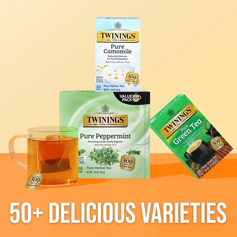 Peppermint Herbal Tea Bags Caffeine Free Refreshing Tisane 100 Count Sealed Bags
