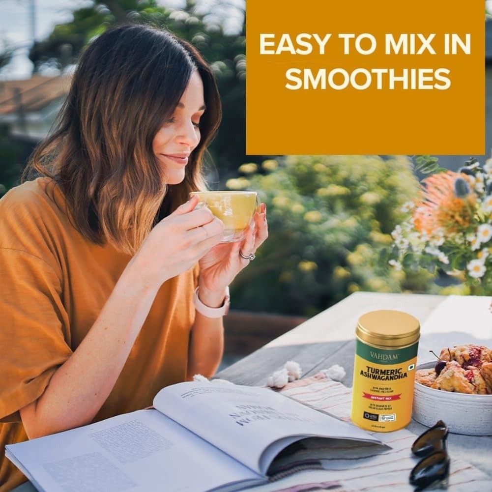 VAHDAM Turmeric Ashwagandha Latte Mix Caffeine Free Golden Milk
