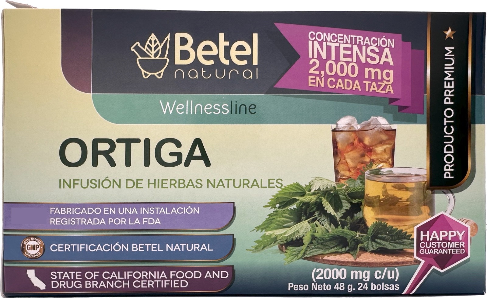 Té Ortiga Betel Natural, 24 bolsas, 2000 mg – Detox, Bienestar, Sin Cafeína