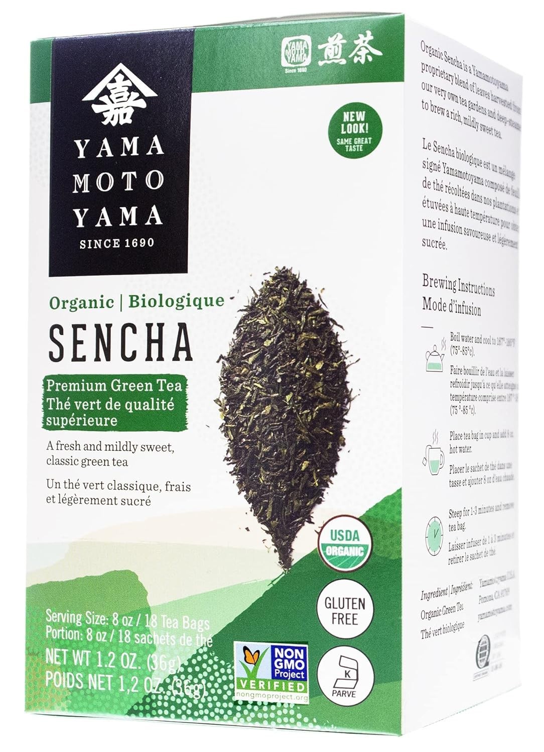 Yamamotoyama Organic Sencha Green Tea Bag 18 ct Pack of 6