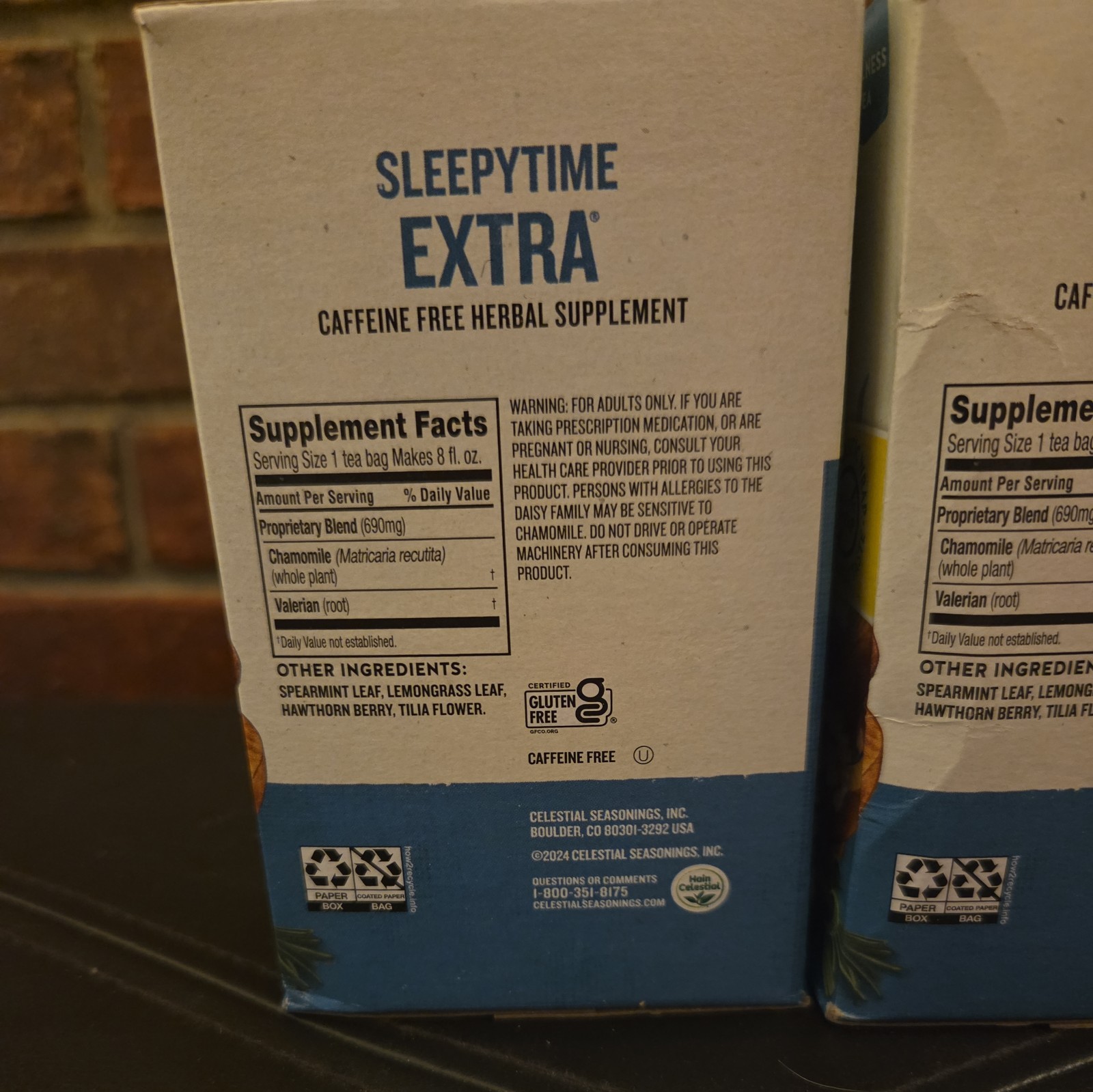 2x Wellness Tea, Sleepytime Extra®, Caffeine Free, 40 Tea Bags Each Box 2.5 oz