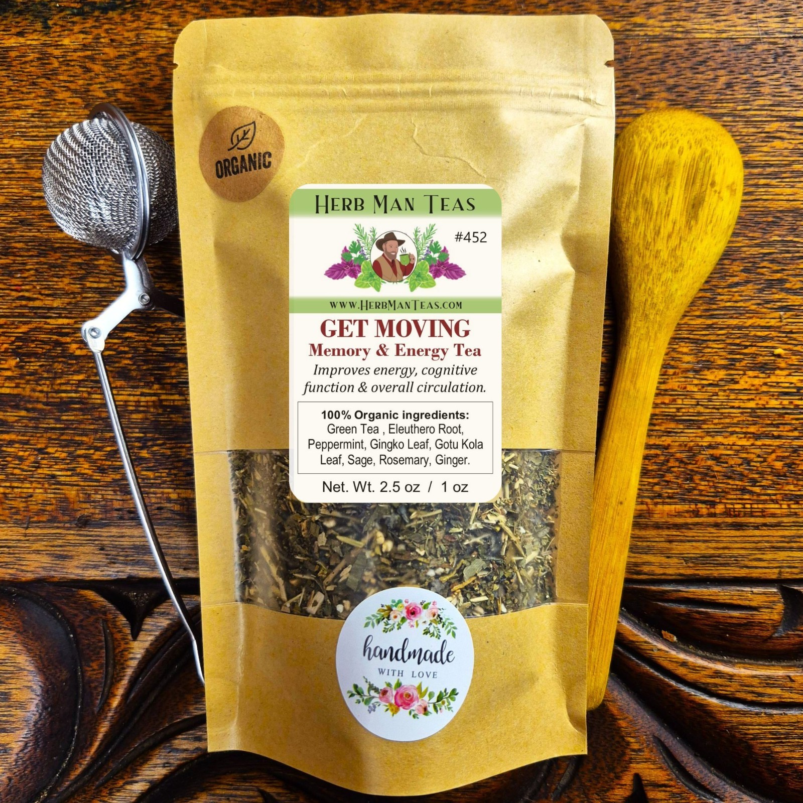 GET MOVING TEA -Memory & Energy Tea to improve focus, memory by master herbalist