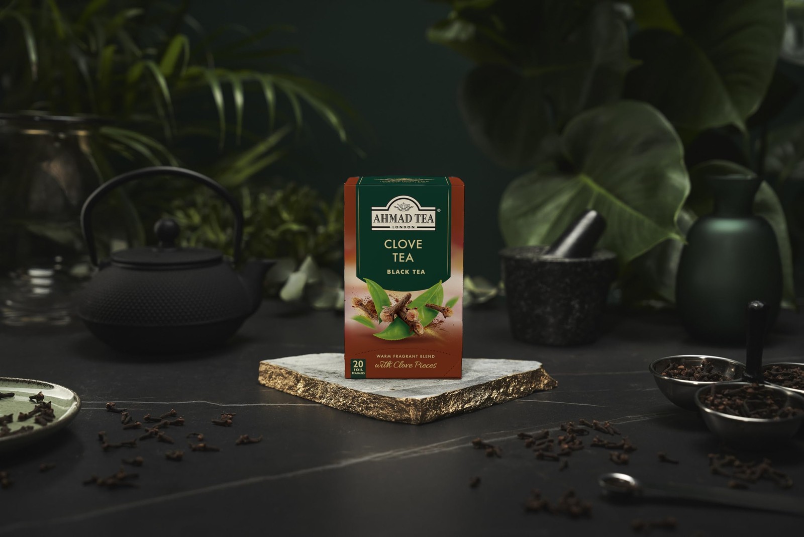 Black Tea, Clove Teabags, 20 ct (Pack of 6) – Caffeinated & Sugar-Free