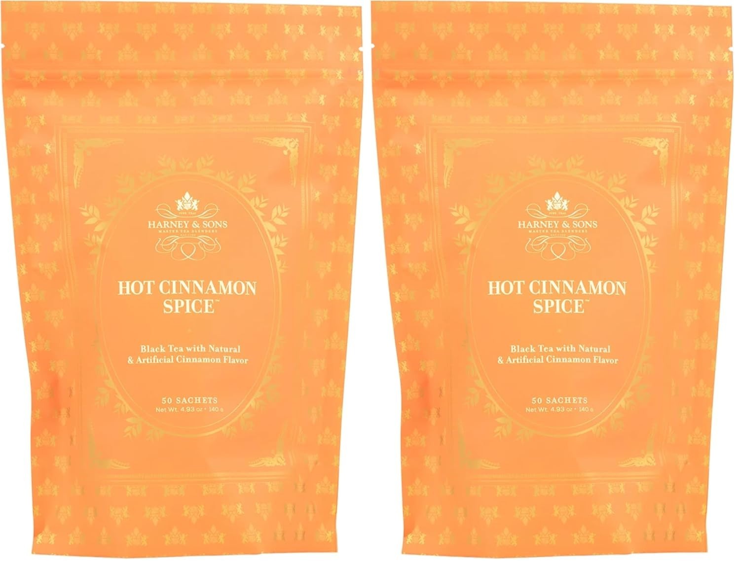 Hot Cinnamon Spice Black Tea – 100 Count Sachets Pack of 2, Kosher & Gluten Free